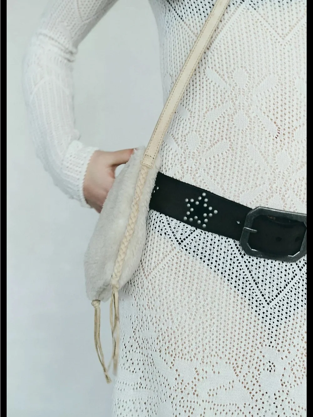 FREE PEOPLE size M/L Leather Starcrossed Studded Belt Midnight Hour Black NEW!